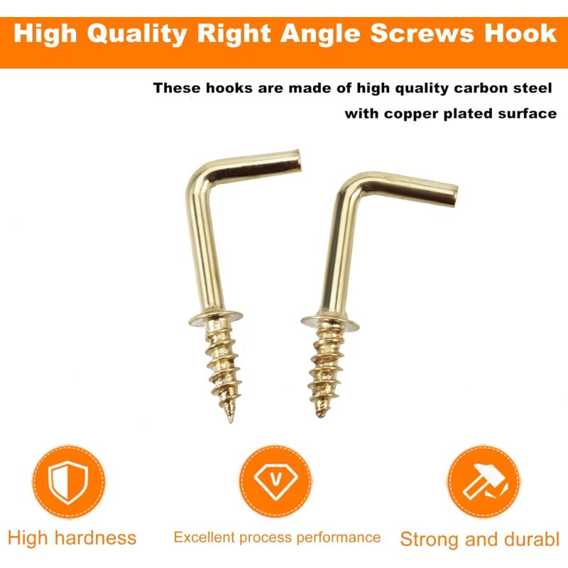 100 pcs 1.5Cm Right Angle Screw Hooks Square Screw Hooks L Shaped Screw Hooks Fixing Accessories With Storage Box For - Image 2