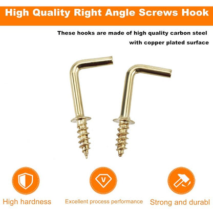 100 pcs 1.5Cm Right Angle Screw Hooks Square Screw Hooks L Shaped Screw Hooks Fixing Accessories With Storage Box For - Image 2