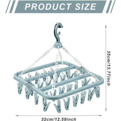 Sock Drying Rack Clothes Hanger With 32 Clips For Foldable Sock Dryer Clothespins Underwear Drying Rack Clothespins For - Image 3