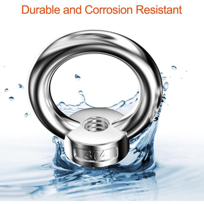 12 pcs Ring Nut, 304 Stainless Steel Ring Nuts, M8 Eye Nut, Eye Nuts, Lifting Rings, Eye Bolt For Lifting Accessories - Image 4