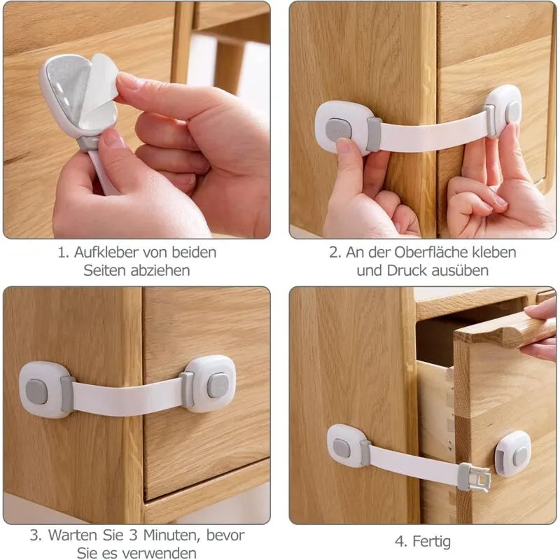 Baby Safety Door Lock 6 Pieces, Drawer Lock Cupboard Latches And Fridge Safety Cupboard Child Protection Baby Home - Image 2
