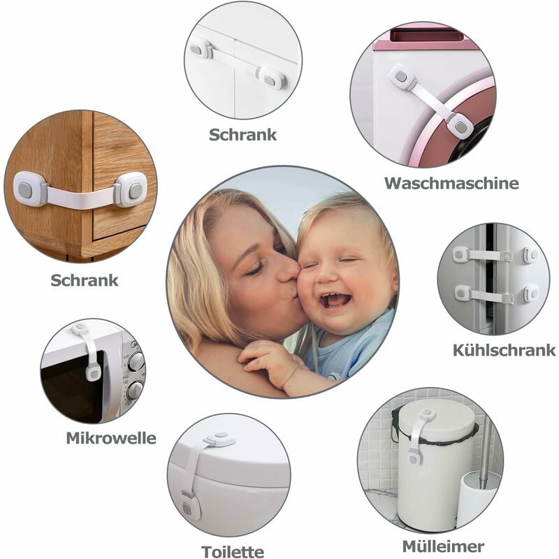 Baby Safety Door Lock 6 Pieces, Drawer Lock Cupboard Latches And Fridge Safety Cupboard Child Protection Baby Home - Image 3