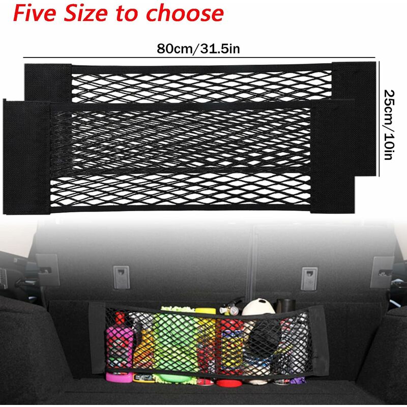 [2 Pack] Car Trunk Net, Trunk Storage Net, Large Size 80 X 25 Cm, Bottles, Groceries, Storage Add On Organizers For Car - Image 2