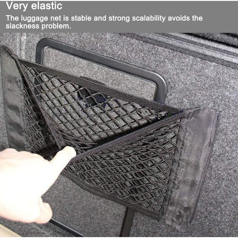 [2 Pack] Car Trunk Net, Trunk Storage Net, Large Size 80 X 25 Cm, Bottles, Groceries, Storage Add On Organizers For Car - Image 3