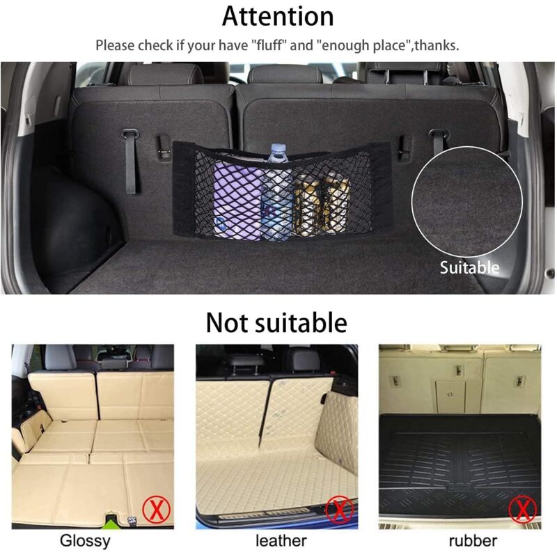 [2 Pack] Car Trunk Net, Trunk Storage Net, Large Size 80 X 25 Cm, Bottles, Groceries, Storage Add On Organizers For Car - Image 4