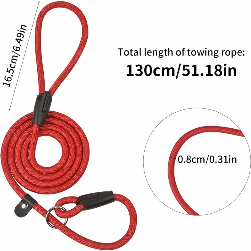 (2 Pcs) Dog Leash ROpe, Nylon Dog Leash, Soft Strong ROpe, No Pull Leash, Dog Training Leash, Dog Collar Leash For Small Medium，Black and red - Image 2