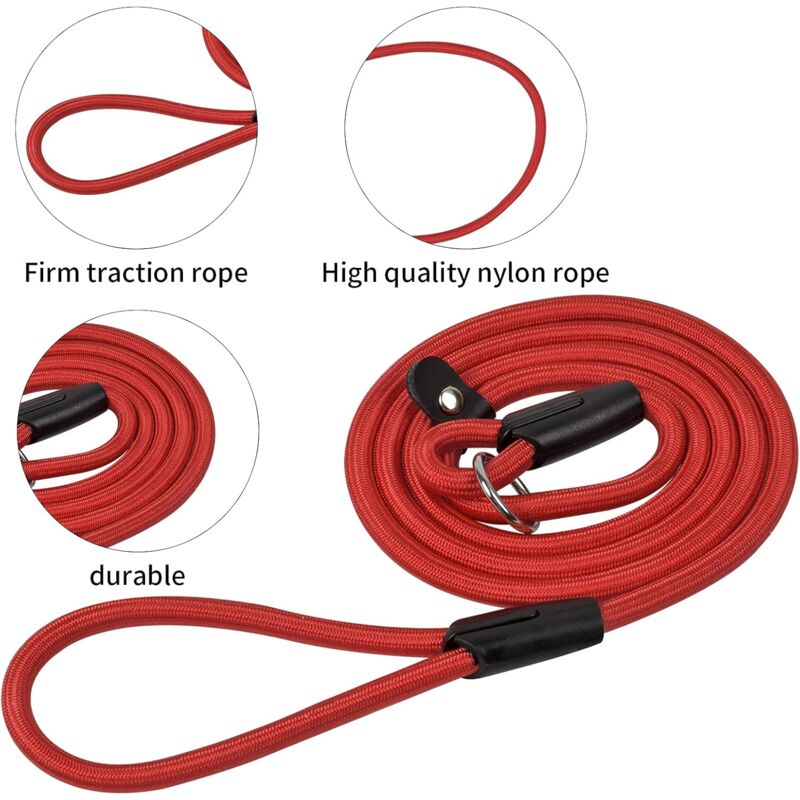 (2 Pcs) Dog Leash ROpe, Nylon Dog Leash, Soft Strong ROpe, No Pull Leash, Dog Training Leash, Dog Collar Leash For Small Medium，Black and red - Image 3