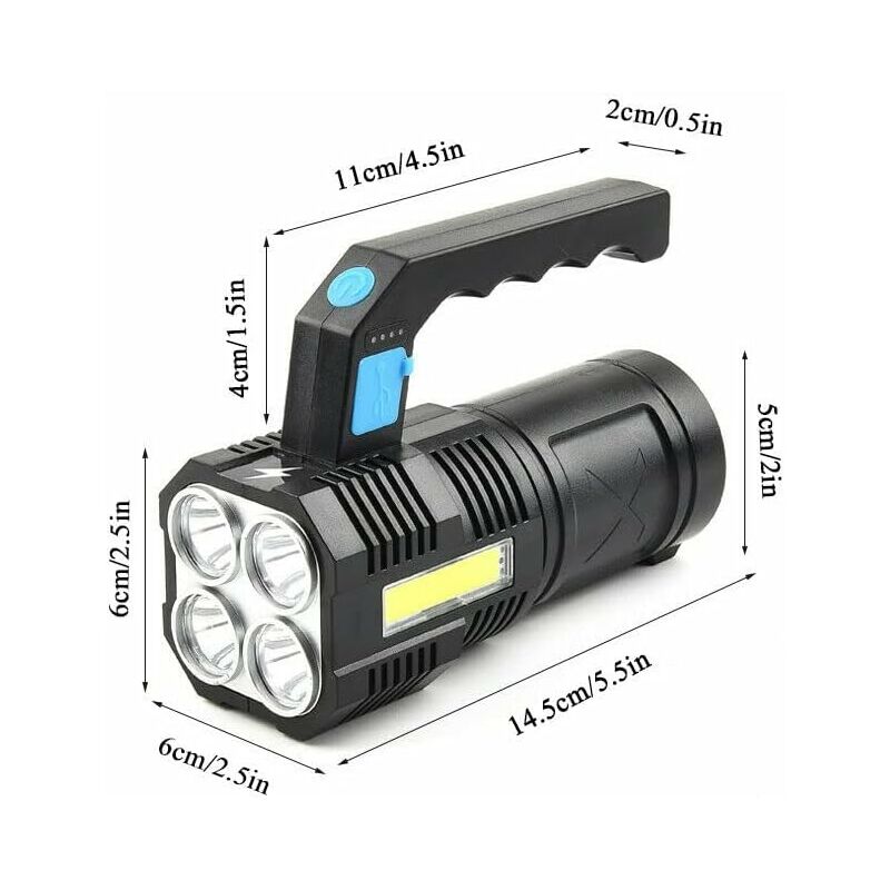 Ultra Powerful Rechargeable Cob LED Flashlight Waterproof Work Light 4 Modes Portable Emergency Torch For Hiking - Image 2