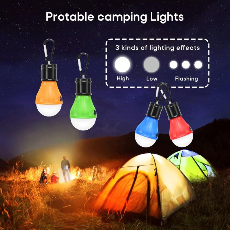 4 Pack LED Camping Lights Hiking Fishing Emergency Light Waterproof Battery Powered LED Indoor Outdoor Lighting - Image 2
