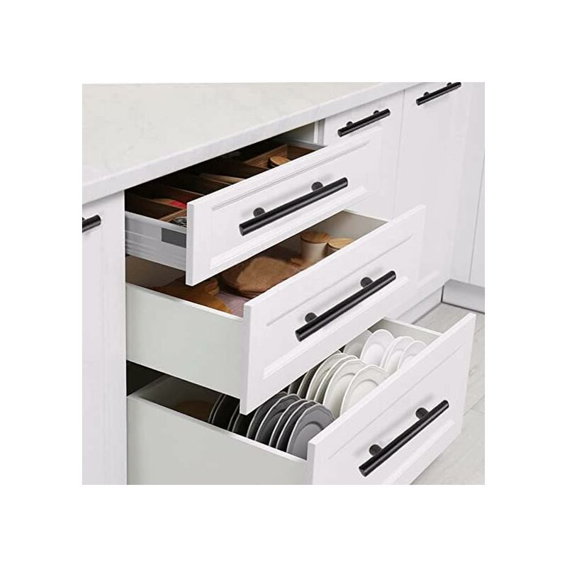 20 pcs Black Furniture Handle Black Kitchen Cabinet Handle T Handles Black Drawer Cupboard Center Distance 64Mm - Image 4