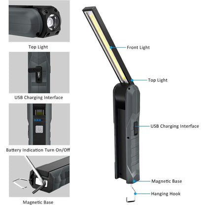 Parts Rechargeable LED Work Light, 5 Modes Work Lamp Mechanic Torch Foldable Lamp With Magnetic Base Inspection Lamp - Image 2