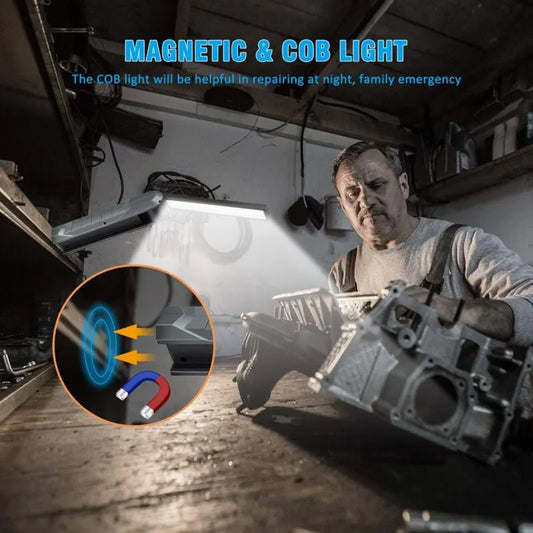 Parts Rechargeable LED Work Light, 5 Modes Work Lamp Mechanic Torch Foldable Lamp With Magnetic Base Inspection Lamp - Image 4