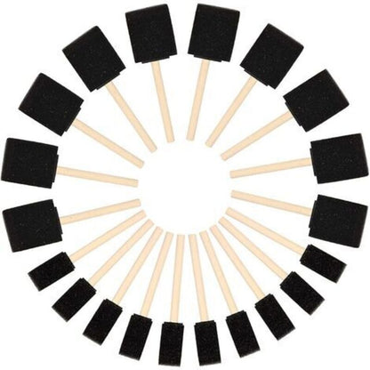 Foam Brushes (20 Pack) - Two Sizes - Sponge Brushes With Wooden Handle - Paint Stamp Brushes For Acrylic, Oil, Varnish