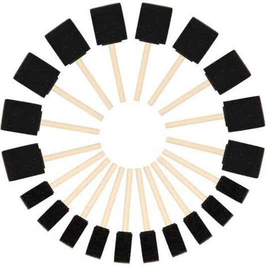 Foam Brushes (20 Pack) - Two Sizes - Sponge Brushes With Wooden Handle - Paint Stamp Brushes For Acrylic, Oil, Varnish