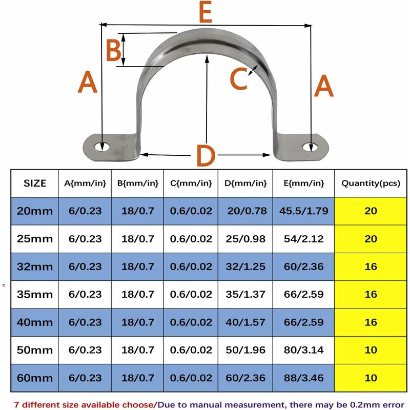 25Mm Stainless Steel 304 Hose Clamp U Type Pipe Clamp 20 pcs Tube Clamp Coupling Hoop 20 pcs Wholesale - Image 2