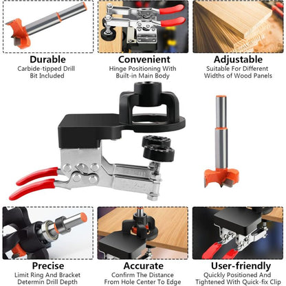 35Mm Hinge Jig, Door Cabinet Hinge Jig, Concealed Hinge Jig, Drill Guide Locator For Cabinets And Wardrobes - Image 2
