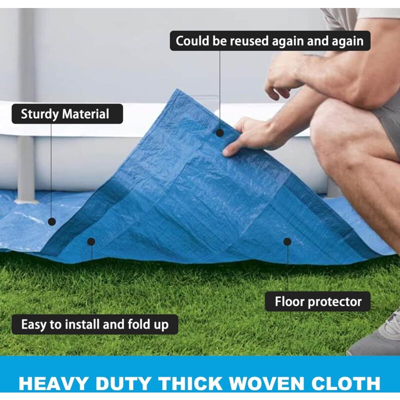 Pool Ground Sheet, Rectangular Pool Ground Sheet For 300X200Cm Pool - Blue Waterproof Foldable Pool Ground Sheet And - Image 3