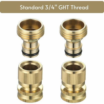 Garden Hose Quick Connect - Quick Connect Garden Hose Connectors, Solid Brass Water Hose Quick Connect, 3/4" Ght, 2 Sets - Image 2