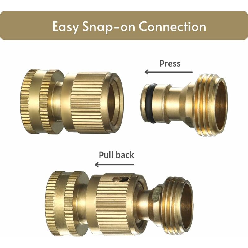 Garden Hose Quick Connect - Quick Connect Garden Hose Connectors, Solid Brass Water Hose Quick Connect, 3/4" Ght, 2 Sets - Image 3