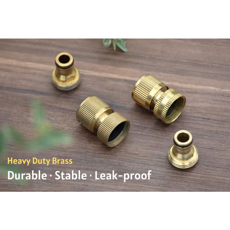 Garden Hose Quick Connect - Quick Connect Garden Hose Connectors, Solid Brass Water Hose Quick Connect, 3/4" Ght, 2 Sets - Image 4