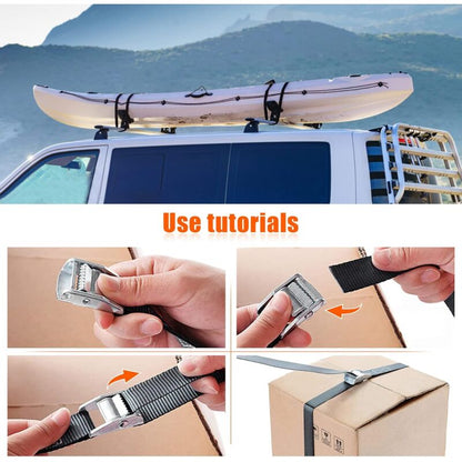 10M Tie Down Strap, 4 pcs Ratchet Strap With Zinc Alloy Buckle For Motorcycle/Car/Bike Carrier/Luggage/Moving Securing - Image 2