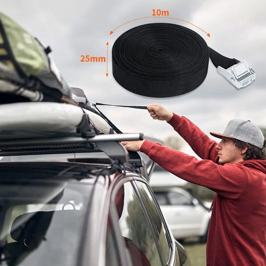 10M Tie Down Strap, 4 pcs Ratchet Strap With Zinc Alloy Buckle For Motorcycle/Car/Bike Carrier/Luggage/Moving Securing - Image 3