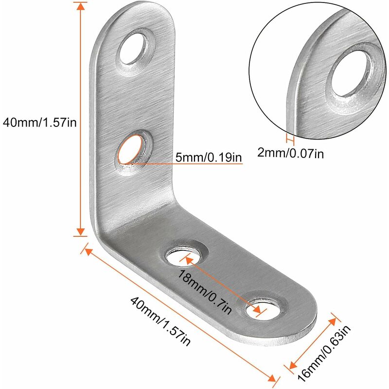 13 pcs Stainless Steel Corner Brace 40X40Mm, Corner Braces For Fixing And Repairing Furniture, Reinforcing Joints, - Image 2