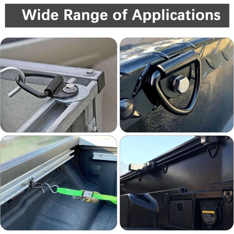 Lashing Ring 6 Pieces D-Ring Anchor 85 X 63 Mm, Black Heavy Duty Lashing Rings Load 300Kg For Trailer Heavy Equipment - Image 4