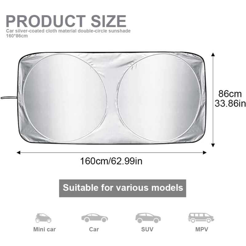 Car Windshield Sun Shade,Foldable Front Windshield Visor Sunshade Cover,Anti Uv Reflective Protector,Sunshade Block - Image 2