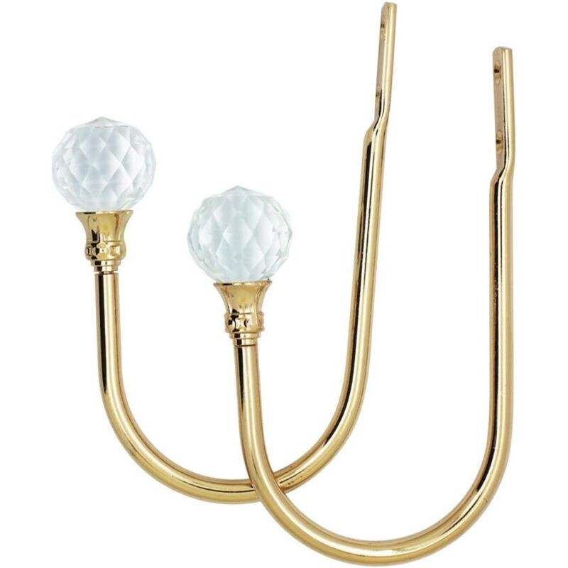Curtain Tiebacks Wall Hooks U Metal Curtain Tiebacks, Metallic Curtain 2 Pack (Small, Gold) - Image 3