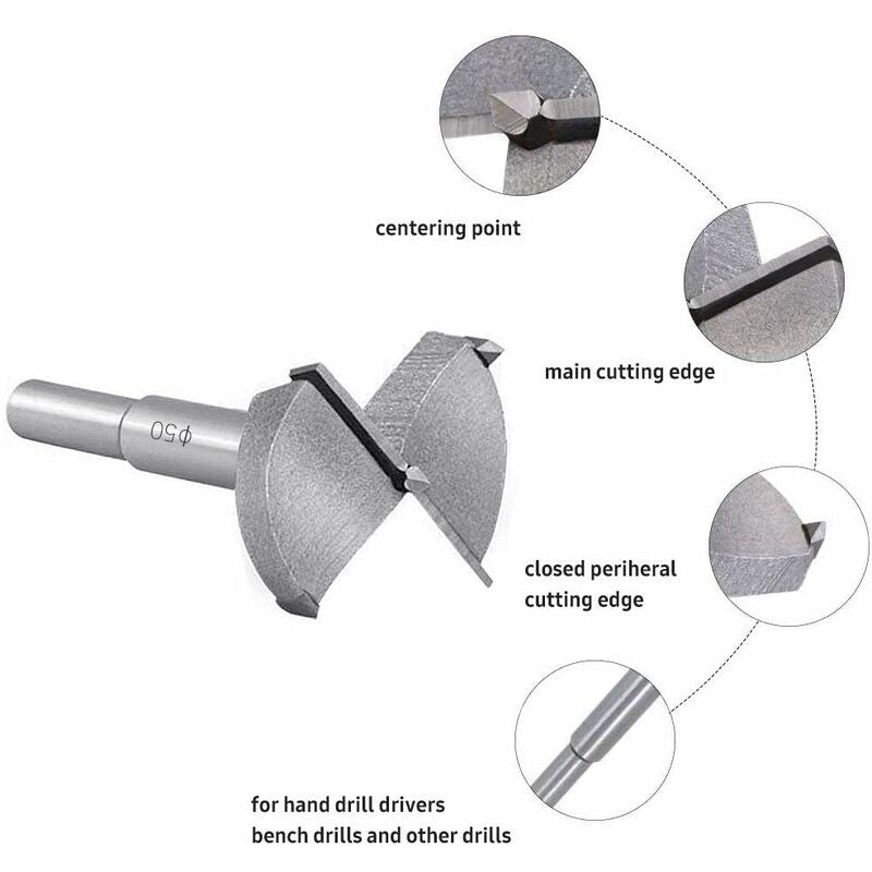 Wood Drill Bits, 50Mm Carbide Wood Cutter, Installing Wooden Spherical Doors, Drawers, Plywood, Quickly Helps You Make - Image 3