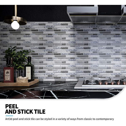 10 Pieces, Adhesive Wall Tiles, Vinyl Kitchen Backsplash, Marble Wall Stickers, 30X30Cm, Grey - Image 2