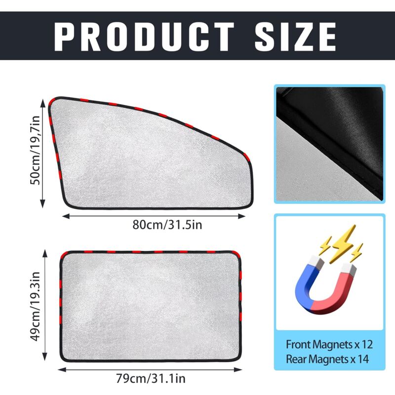 Car Sun Shade - Car Curtain For Baby/Kids/Pets/Adults Car, With Uv Protection, Privacy Protection, Silver - Image 2