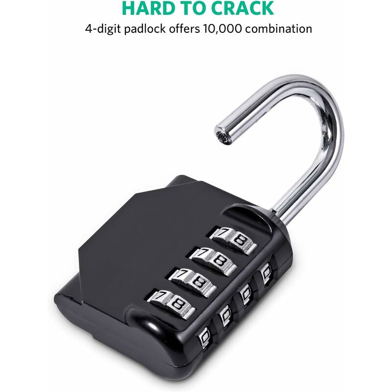 Padlock, Code Lock, Gym Lock, Waterproof Outdoor 4 Digit Resettable Combination Lock For School Gym Locker, Shed, - Image 2