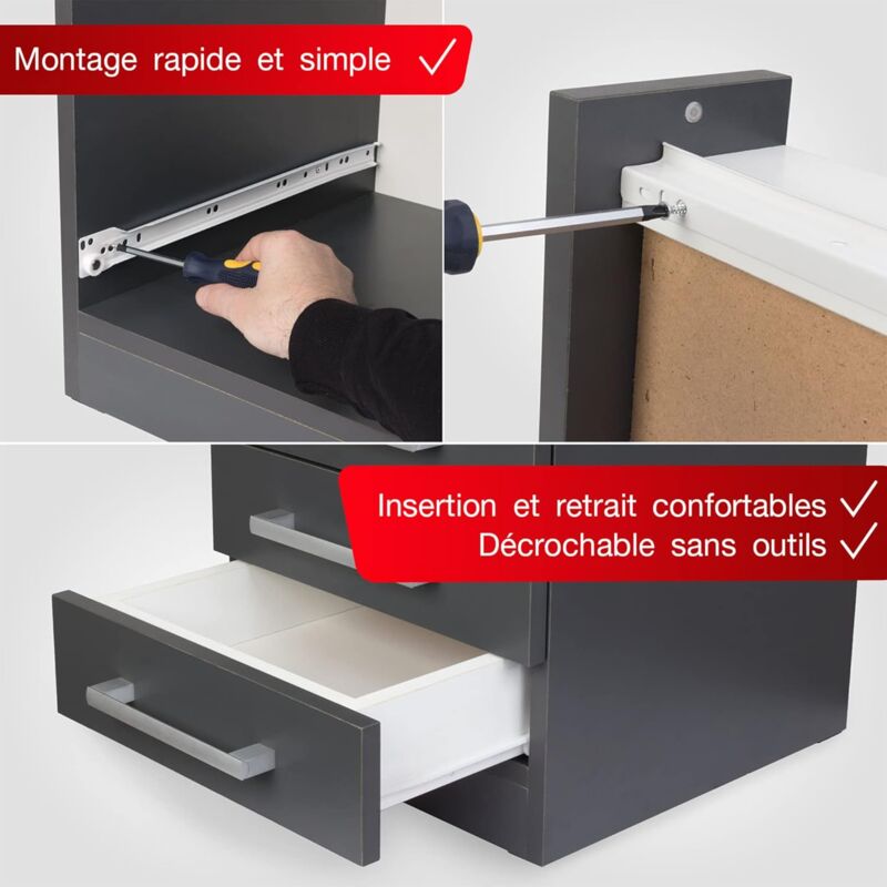 14 Inch Drawer Slides - 2 Pack (1 Pair) White Full Extension Drawer Slide Rails - Easy Assembly Drawer Slide Kit - Image 3