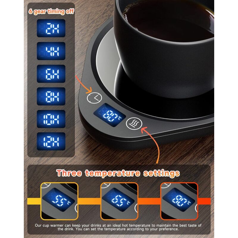 Coffee Mug Warmer With 3 Temperature Settings Electric Beverage Warmer Auto Shut-Off, Coffee, Tea And Milk Warmer For - Image 2