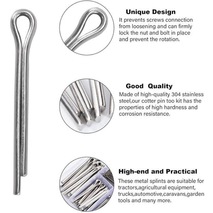 230 pcs Stainless Steel Cotter Pins M1 M2.5 M3 M4 M5 Retaining Pin Assortment Kit With Storage Box - Image 3