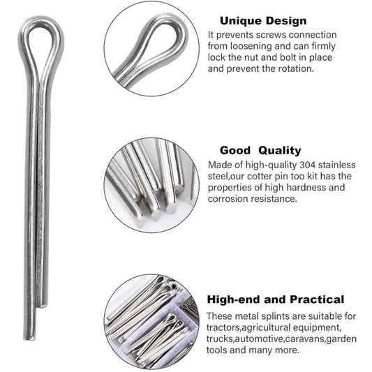 230 pcs Stainless Steel Cotter Pins M1 M2.5 M3 M4 M5 Retaining Pin Assortment Kit With Storage Box - Image 3