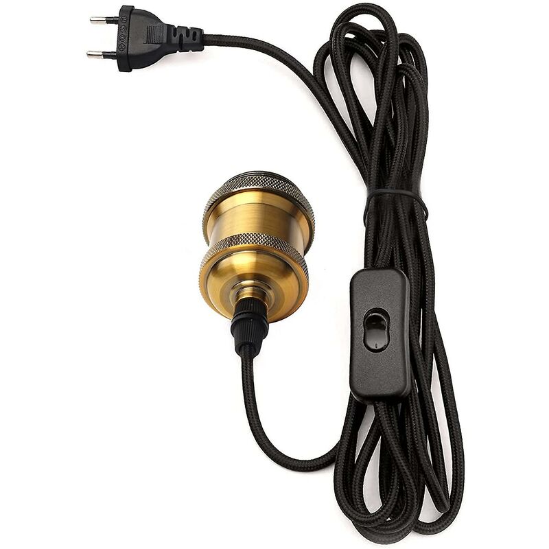 E27 Socket With Switch, 1.2 Meters Fabric Cable Electrical Wire For Bulb Socket/Edison Retro Pendant Light/Creative - Image 2
