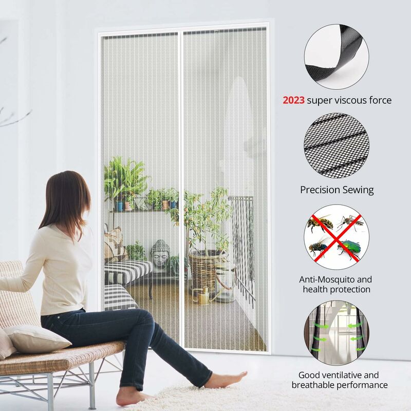Magnetic Screen Door 90X210Cm Anti Fly Curtain Adhesive Strip Automatic Closing Ultra Fine Mesh Tool-Free Installation - Image 3
