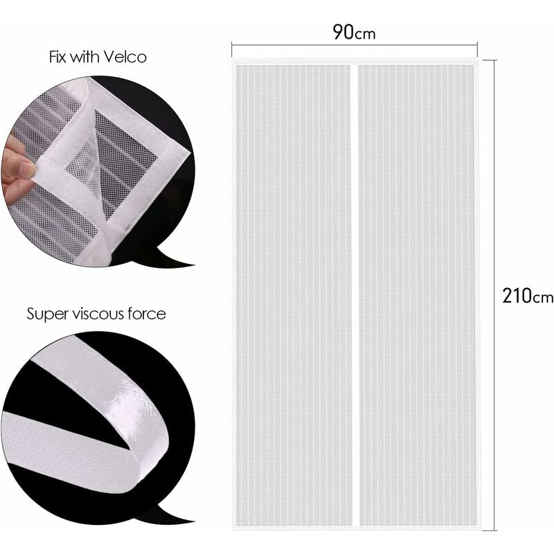 Magnetic Screen Door 90X210Cm Anti Fly Curtain Adhesive Strip Automatic Closing Ultra Fine Mesh Tool-Free Installation - Image 4
