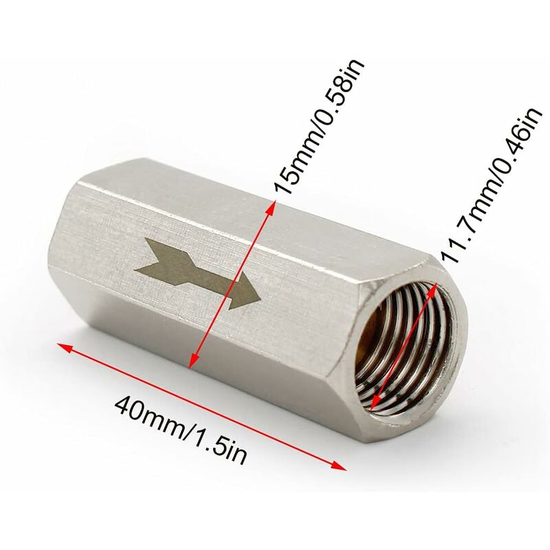 2 pcs 1/4" Check Valve Hexagonal Air Check Valve, One Way Check Valve, For Boiler Pressure Tank - Image 2