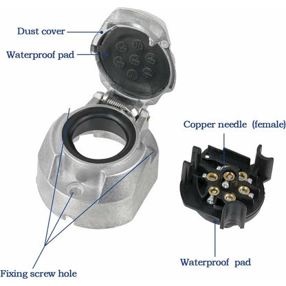 7 Pin Aluminum Alloy 7 Pin Electrical Trailer Socket Car Light Connectors For Boats, Caravans, Motorhomes Or Other - Image 2