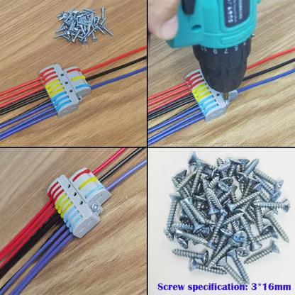 Electrical Connector, 6 pcs 3 In 9 Out Compact Conductor Connector, Cable Terminal Block Quick Spring Connector, With - Image 4