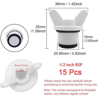 Plumbing Plug-15 pcs 1/2" Male External Thread Pipe Hex Plug,Blanking Plug,For Washing - Image 3