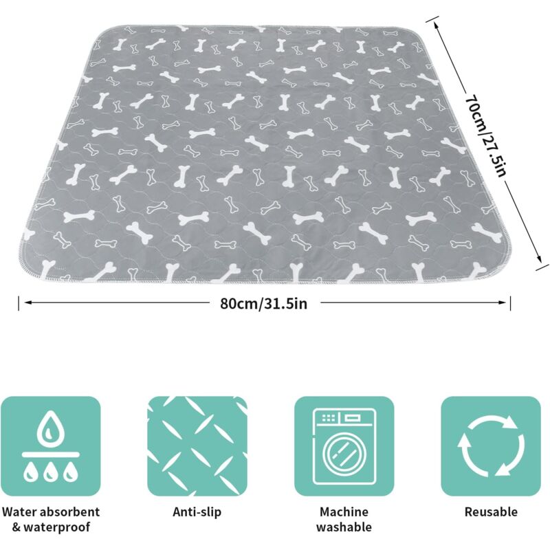 2 pcs 80 70Cm Ultra Absorbent Dog Training Mat, Non-Slip Washable Dog Mat, Reusable Puppy Training Mat For - Image 2