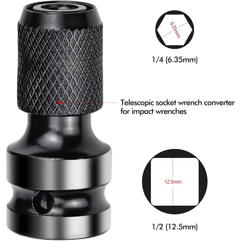 2 pcs Socket Adapters 1/2" Square Drive To 1/4" Impact Wrench Adapter Quick Release Converter For Impact Ratchet Wrench - Image 2