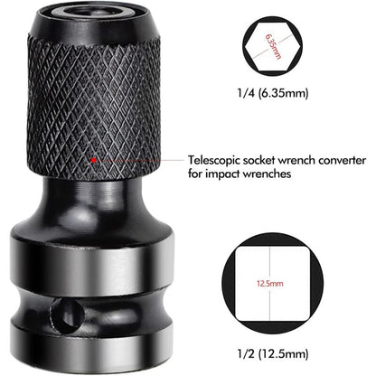 2 pcs Socket Adapters 1/2" Square Drive To 1/4" Impact Wrench Adapter Quick Release Converter For Impact Ratchet Wrench - Image 2