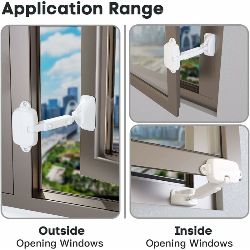 Child Safety Window Limiter For Baby Safety Window Locks, Window Safety Locks For Toddlers And Pets (White) - Image 3
