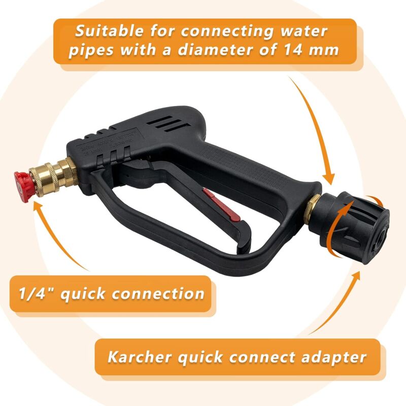 4000 Psi High Pressure Washer Gun With 5 Water Nozzle Tips, Car Cleaning Gun - Image 2